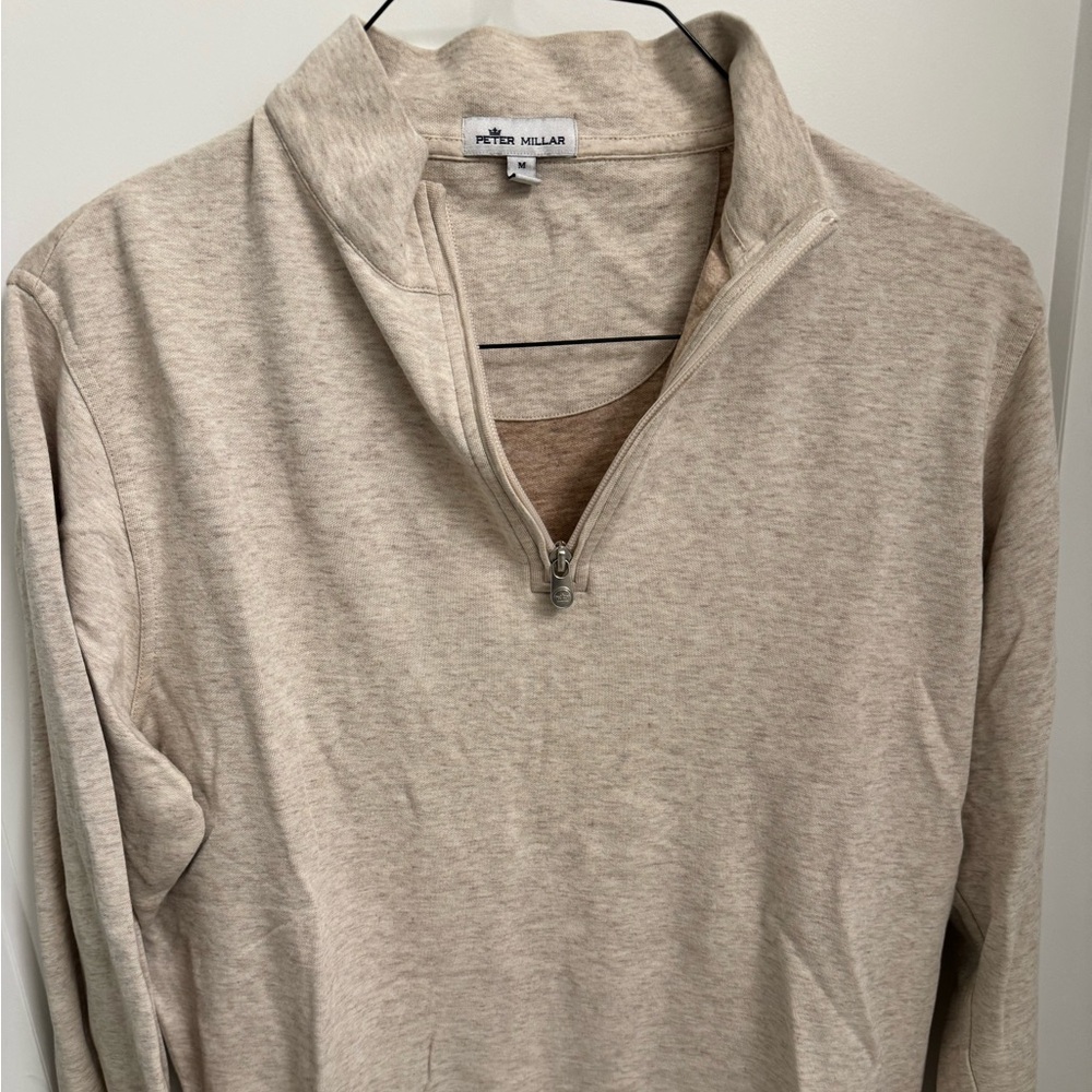 Peter Millar Light Tan Quarter Zip Sweater